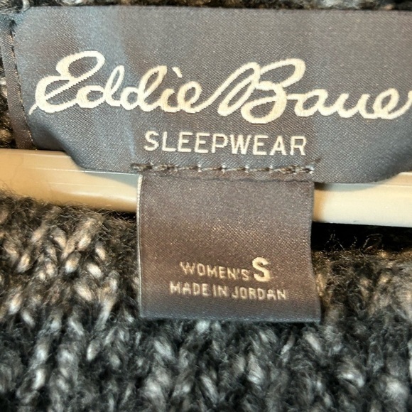 B13.03 Eddie Bauer Sleepwear Cowl Neck Sweater Dark Gray Tweed Loungewear - Picture 5 of 5